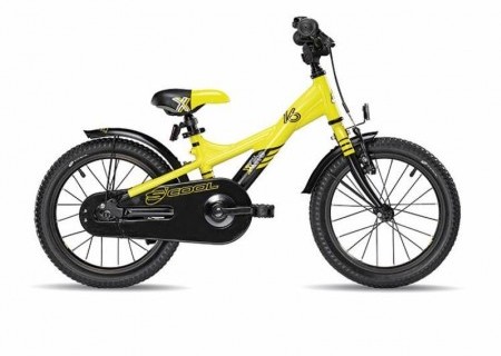 Велосипед S’cool XXlite 16 1 speed + боковые колесики желт/черн.матовый