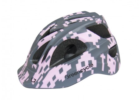 Шлем Green Cycle Space Invader размер 54-58см серо-розовый
